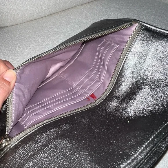 Coach Hampton Weekend Metallic Leather Flap Clutch Bag - Picture 11 of 15